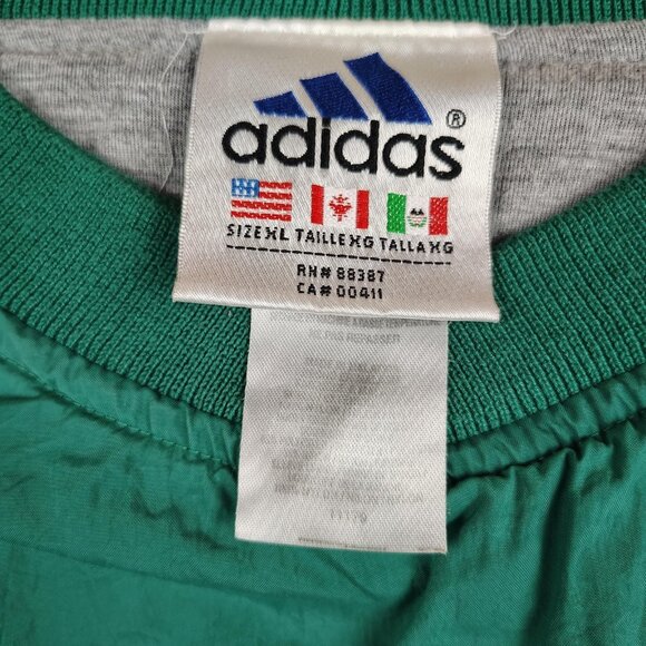 VTG 90's Adidas Windbreaker Jacket Mens XL Green Pullover 3 Stripes - Picture 3 of 11
